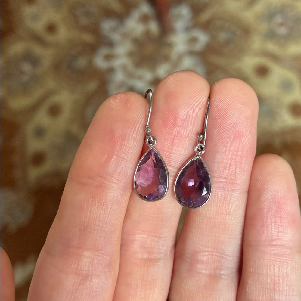 Staur Sterling Silver Amethyst Earrings 925